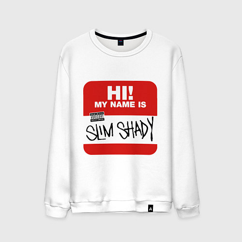 Мужской свитшот Eminem - slim shady sticker / Белый – фото 1