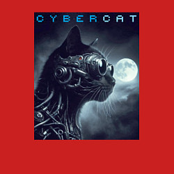 Свитшот хлопковый мужской Cyber black cat - ai art fantasy, цвет: красный — фото 2