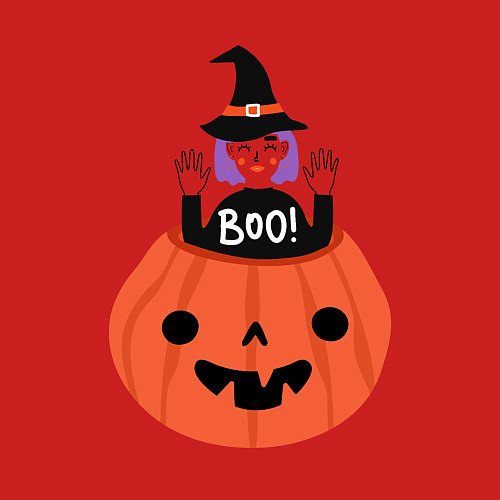 Мужской свитшот Ведьма в тыкве / Красный – фото 3