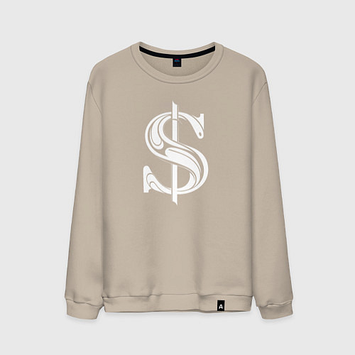 Мужской свитшот Стильный знак - доллара / Миндальный – фото 1