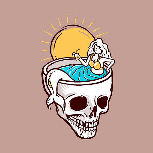 Мужской свитшот Русалочка в черепе / Пыльно-розовый – фото 3