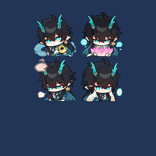 Мужской свитшот Дань Хэн стикеры / Тёмно-синий – фото 3