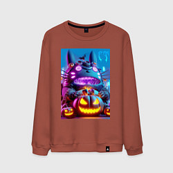 Свитшот хлопковый мужской Cyber Totoro - neon glow, цвет: кирпичный