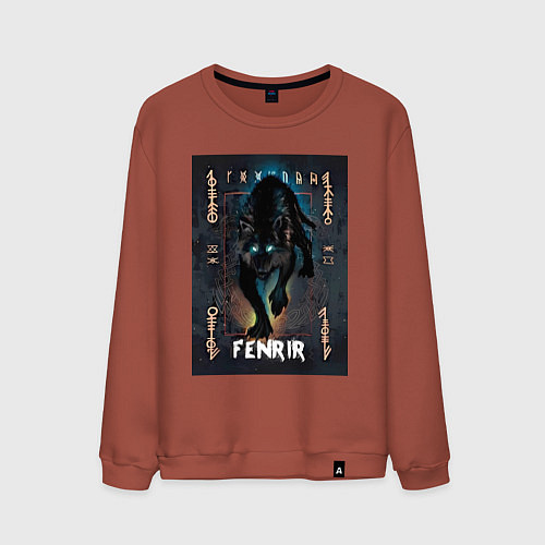 Мужской свитшот Fenrir black vinyl / Кирпичный – фото 1