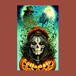 Свитшот хлопковый мужской Скелет ведьмы - хэллоуин, цвет: кирпичный — фото 2