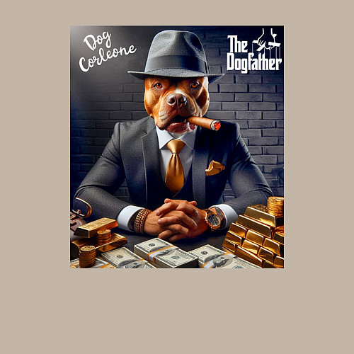 Мужской свитшот Dog Corleone - ai art fantasy / Миндальный – фото 3