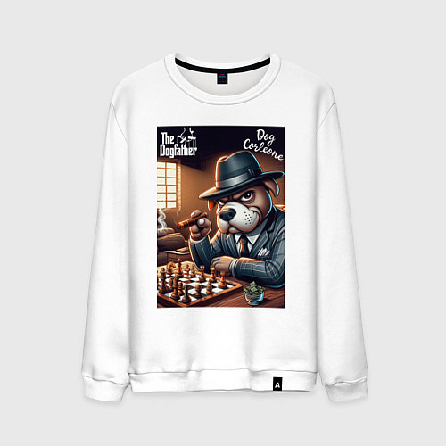Мужской свитшот Партия в шахматы с крёстным отцом / Белый – фото 1