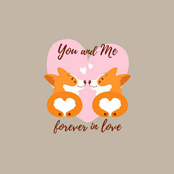 Свитшот хлопковый мужской Влюблённые корги, цвет: миндальный — фото 2