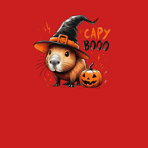 Мужской свитшот Capybara in halloween on / Красный – фото 3