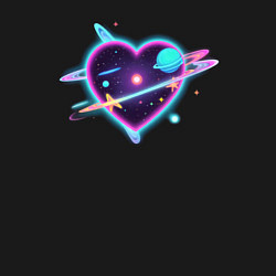 Свитшот хлопковый мужской Сердце космос любовь, цвет: черный — фото 2