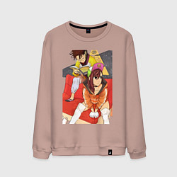 Свитшот хлопковый мужской Дандадан: Момо Аясэ, цвет: пыльно-розовый