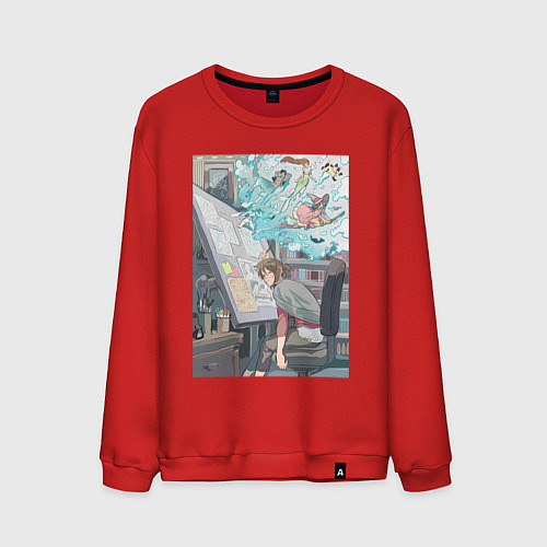 Мужской свитшот Будни дизайнера / Красный – фото 1