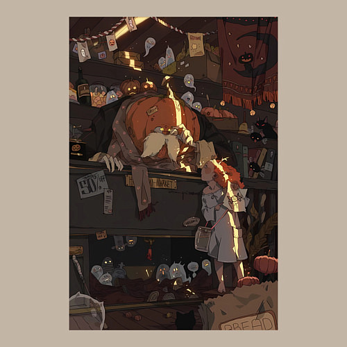 Мужской свитшот Тыква мистика / Миндальный – фото 3