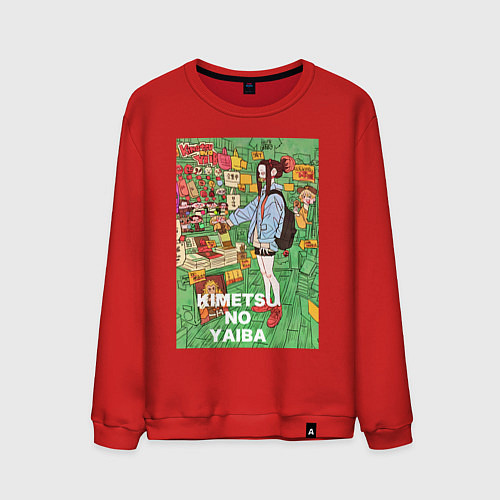 Мужской свитшот Клинок рассекающий демонов Нэдзуко Камадо / Красный – фото 1