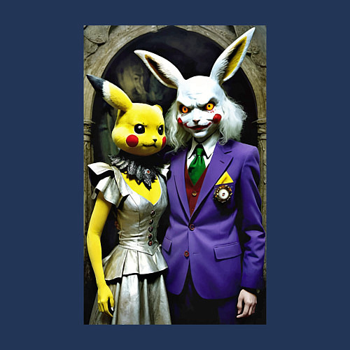 Мужской свитшот Семейная пара покемонов - нейроарт / Тёмно-синий – фото 3