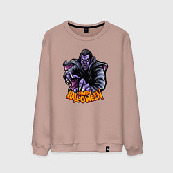Свитшот хлопковый мужской Хэллоуин вампир, цвет: пыльно-розовый
