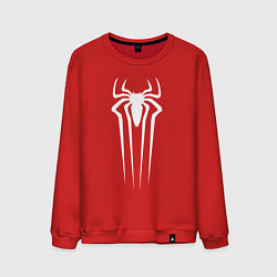 Свитшот хлопковый мужской Белая эмблема Человека-паука, цвет: красный