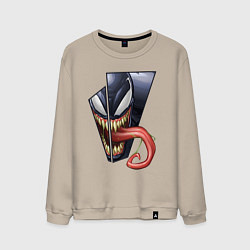 Свитшот хлопковый мужской Venom with tongue sticking out, цвет: миндальный
