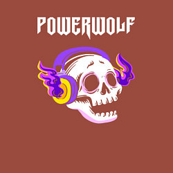 Свитшот хлопковый мужской Powerwolf - неоновый череп, цвет: кирпичный — фото 2