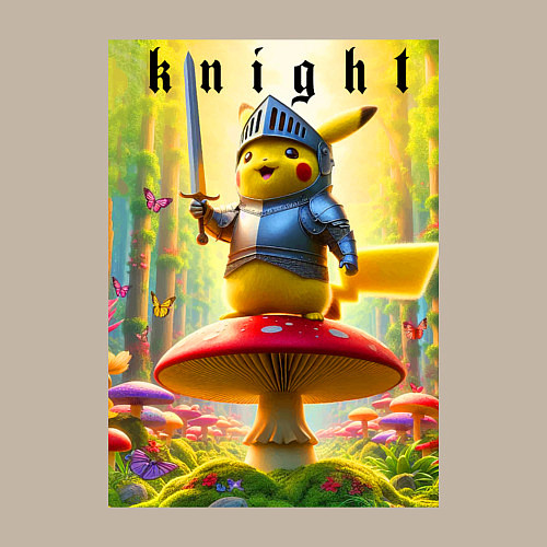 Мужской свитшот Пикачу - рыцарь на мухоморе / Миндальный – фото 3