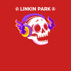 Свитшот хлопковый мужской Linkin Park 2024 - неоновый череп, цвет: красный — фото 2
