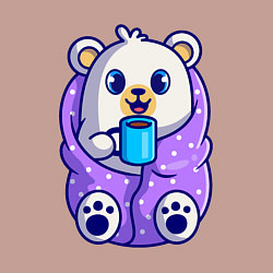 Свитшот хлопковый мужской Белый мишка в одеяле, цвет: пыльно-розовый — фото 2