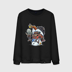 Свитшот хлопковый мужской Angry snowman, цвет: черный