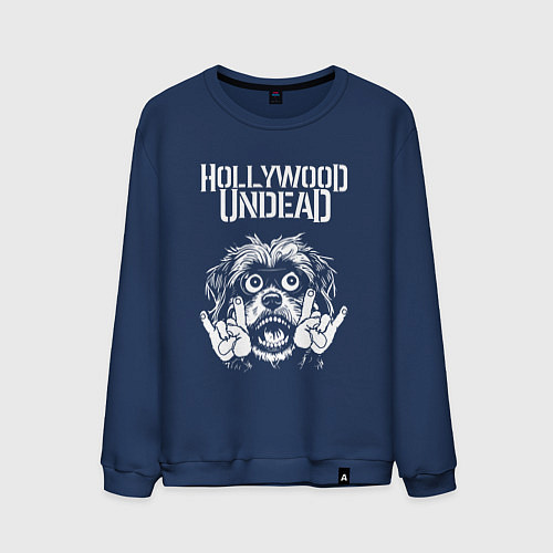 Мужской свитшот Hollywood Undead rock dog / Тёмно-синий – фото 1