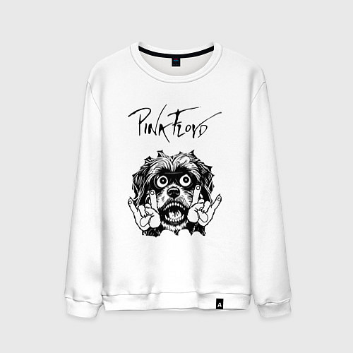 Мужской свитшот Pink Floyd - rock dog / Белый – фото 1
