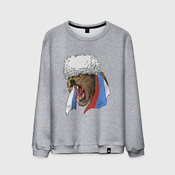 Свитшот хлопковый мужской Русский медведь арт, цвет: меланж