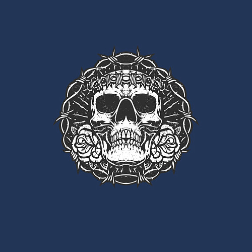 Мужской свитшот Череп в колючей проволоке / Тёмно-синий – фото 3