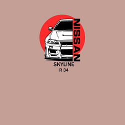 Свитшот хлопковый мужской Nissan skyline на фоне солнца, цвет: пыльно-розовый — фото 2