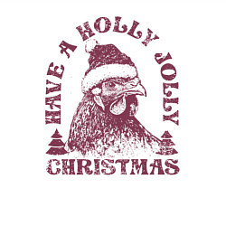 Свитшот хлопковый мужской Новогодняя курица в шапке, цвет: белый — фото 2