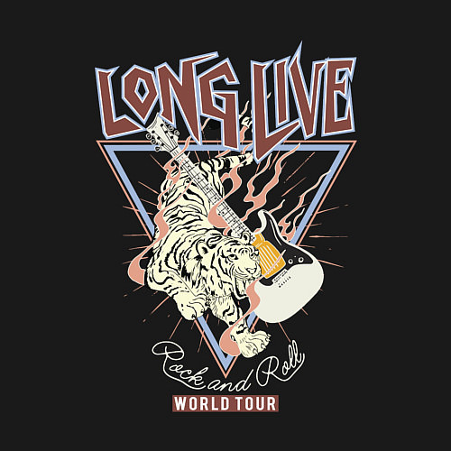 Мужской свитшот Живи долго рок н роллом / Черный – фото 3