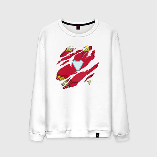 Мужской свитшот Костюм Железного человека под одеждой / Белый – фото 1