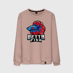 Свитшот хлопковый мужской Бойцовая рыбка, цвет: пыльно-розовый