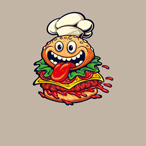 Мужской свитшот Радостный гамбургер / Миндальный – фото 3