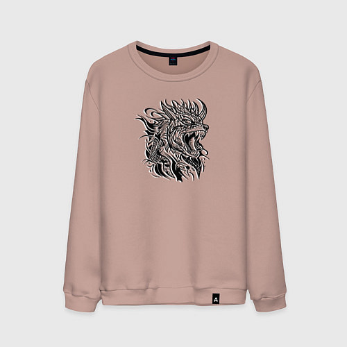 Мужской свитшот Галактический абстрактный зверь / Пыльно-розовый – фото 1
