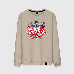 Свитшот хлопковый мужской Добро пожаловать в Японию, цвет: миндальный