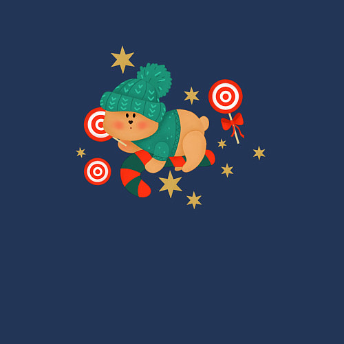 Мужской свитшот Медведь и сладости / Тёмно-синий – фото 3