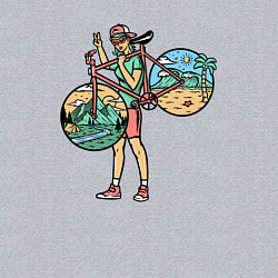 Свитшот хлопковый мужской Девушка с великом, цвет: меланж — фото 2