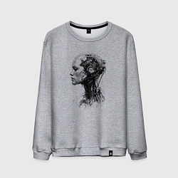 Свитшот хлопковый мужской Девушка андроид в профиль, цвет: меланж