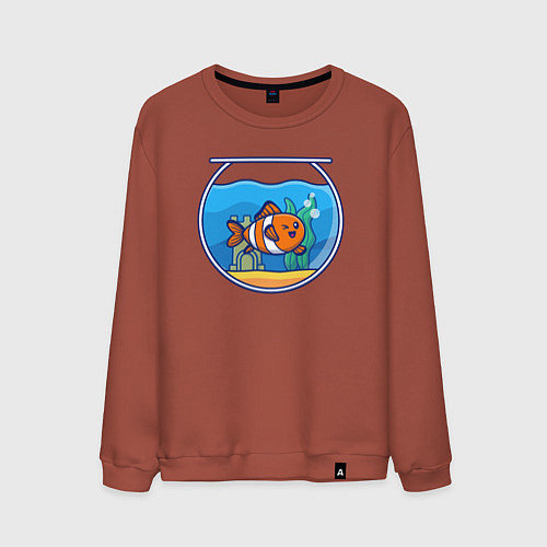 Мужской свитшот Рыбка в аквариуме / Кирпичный – фото 1