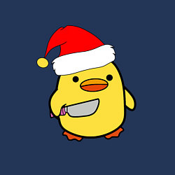 Свитшот хлопковый мужской Новогодняя утка с ножом, цвет: тёмно-синий — фото 2