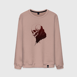 Свитшот хлопковый мужской Череп с острыми клыками, цвет: пыльно-розовый