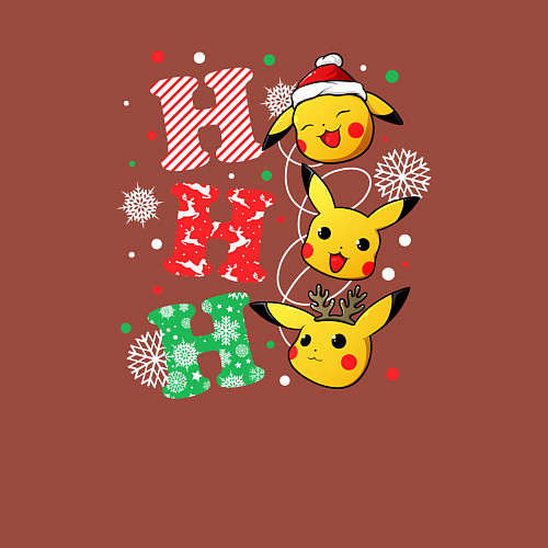 Мужской свитшот Pikachu ho ho ho / Кирпичный – фото 3