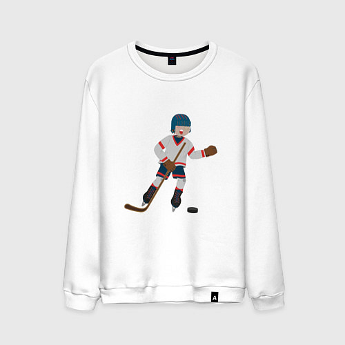Мужской свитшот Эмоциональный хоккеист / Белый – фото 1