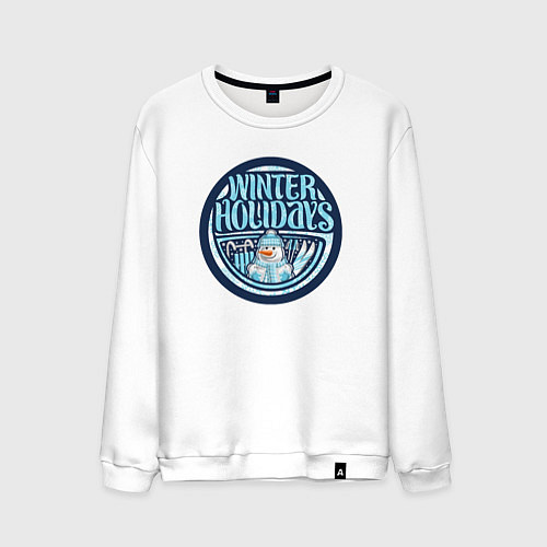Мужской свитшот Снежные зимние каникулы / Белый – фото 1