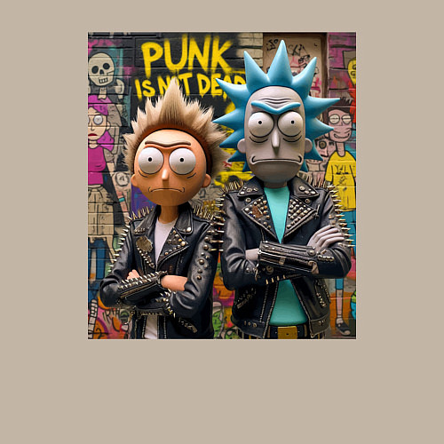 Мужской свитшот Rick an Morty - punk is not dead / Миндальный – фото 3