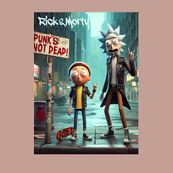 Свитшот хлопковый мужской Рик и Морти - панк жив, цвет: пыльно-розовый — фото 2